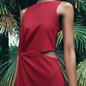 Zara Red Cut Out Knotted Maxi Dress